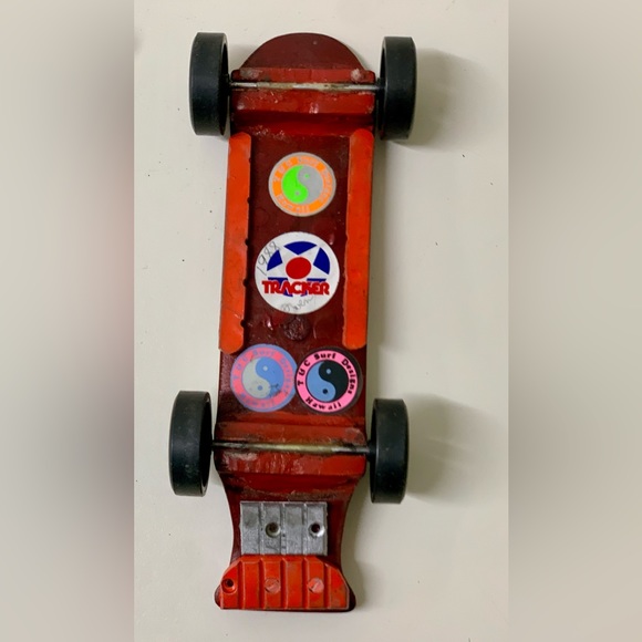 1980s Vintage Skateboard Shaped Pinewood Derby Race Car Hand Crafted Homemade - Picture 6 of 15